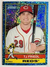 2025 Topps Heritage Chrome Light Blue Sparkle Refractors #491 TJ Friedl SP Reds
