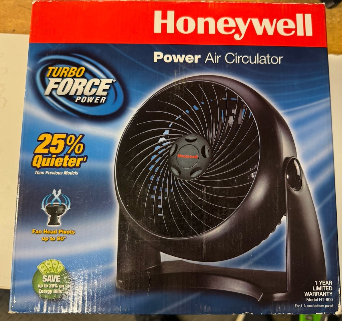 Honeywell HT-900 TurboForce Table Fan, Black, 3 Speeds, 25% 