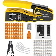 Leatbuy Rj45 Crimper Cat5 Cat6 Crimping Tool Kit Crimp Tool Set For Rj11/rj12 Fo