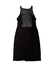Bar III Faux Leather Dress Women’s Small Black Sleeveless Midi Cocktail