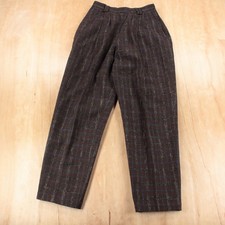 vtg 80s 90s US WEAR lined plaid check wool high rise dress pants trousers 7 / 8