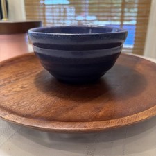 Vintage Blue (Navy) Primitive Stoneware Mixin...