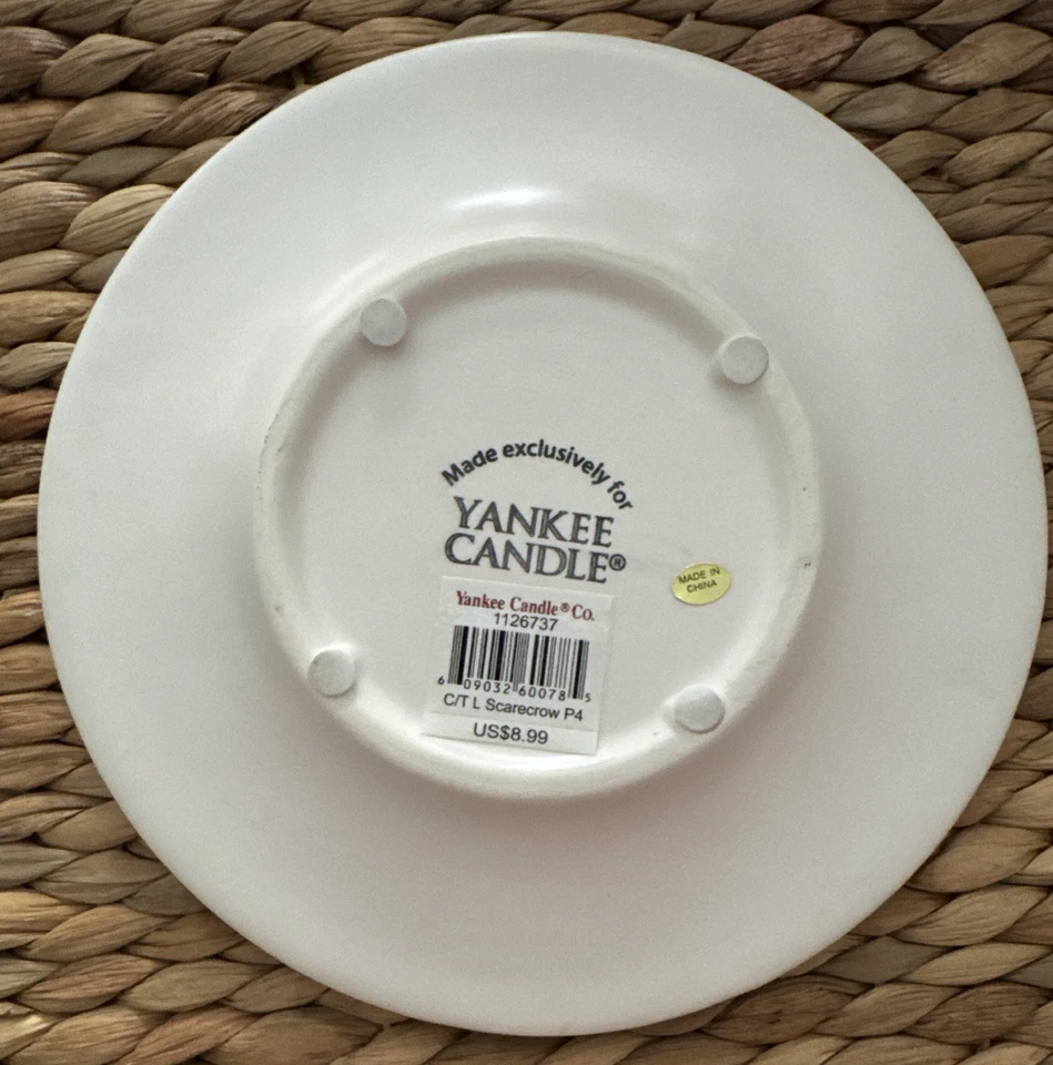 Plato de vela Yankee decoración espantapájaros acción de gracias otoño 8 pulgadas Foto 4 de 4