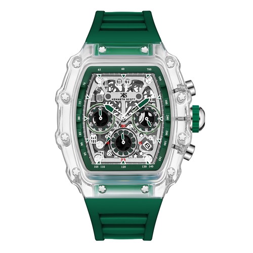 Kenneth Scott Men's Multi Function Watch | Ivory Dial, 44.3mm, 50 m (5 ATM)
