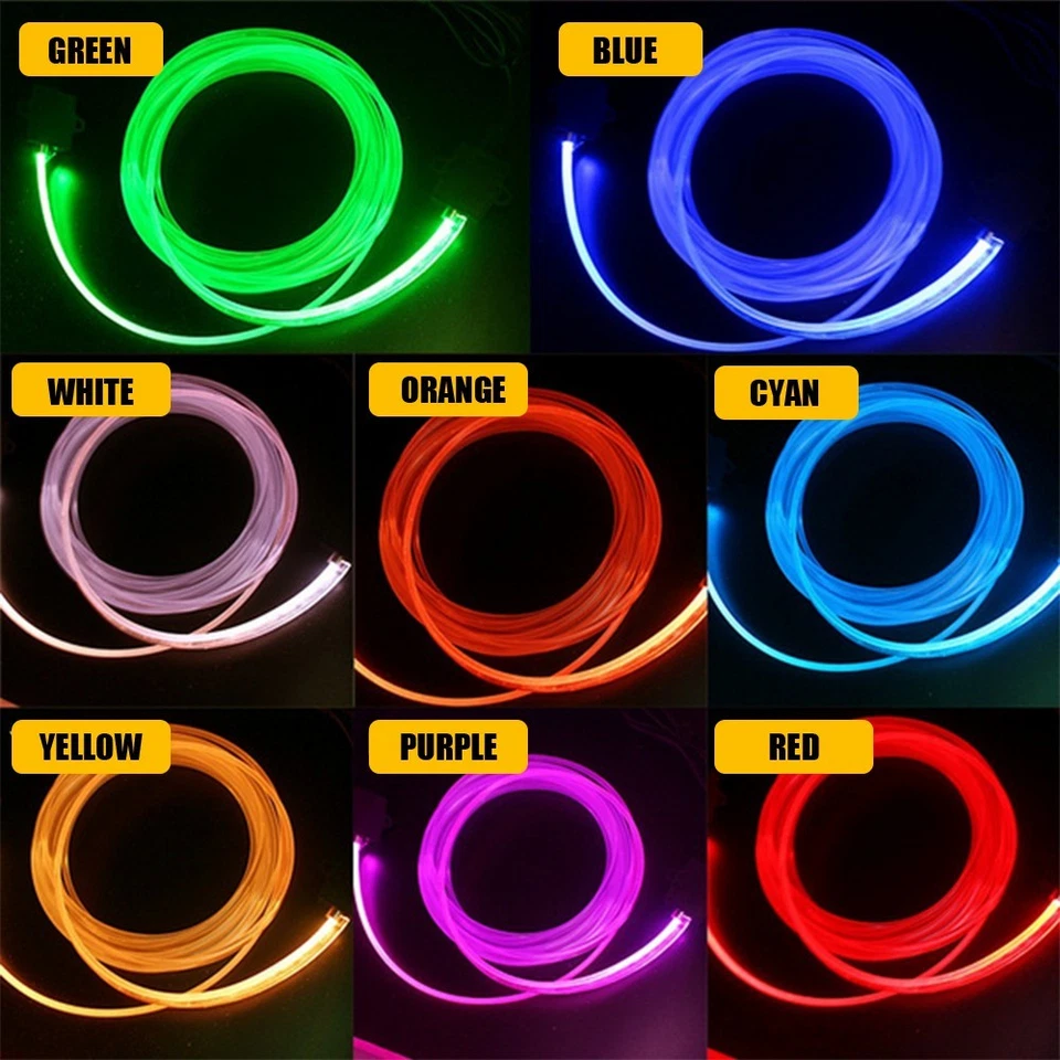 Kit de luz atmosfera faixa de fio EL 8M RGB LED interior de carro fibra óptica neon EL APLICATIVO - Imagem 2 de 4