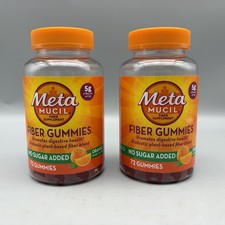 2 Pks Metamucil Fiber Sugar Free Orange Gummies Supplement 72 Ct Exp 12/2027