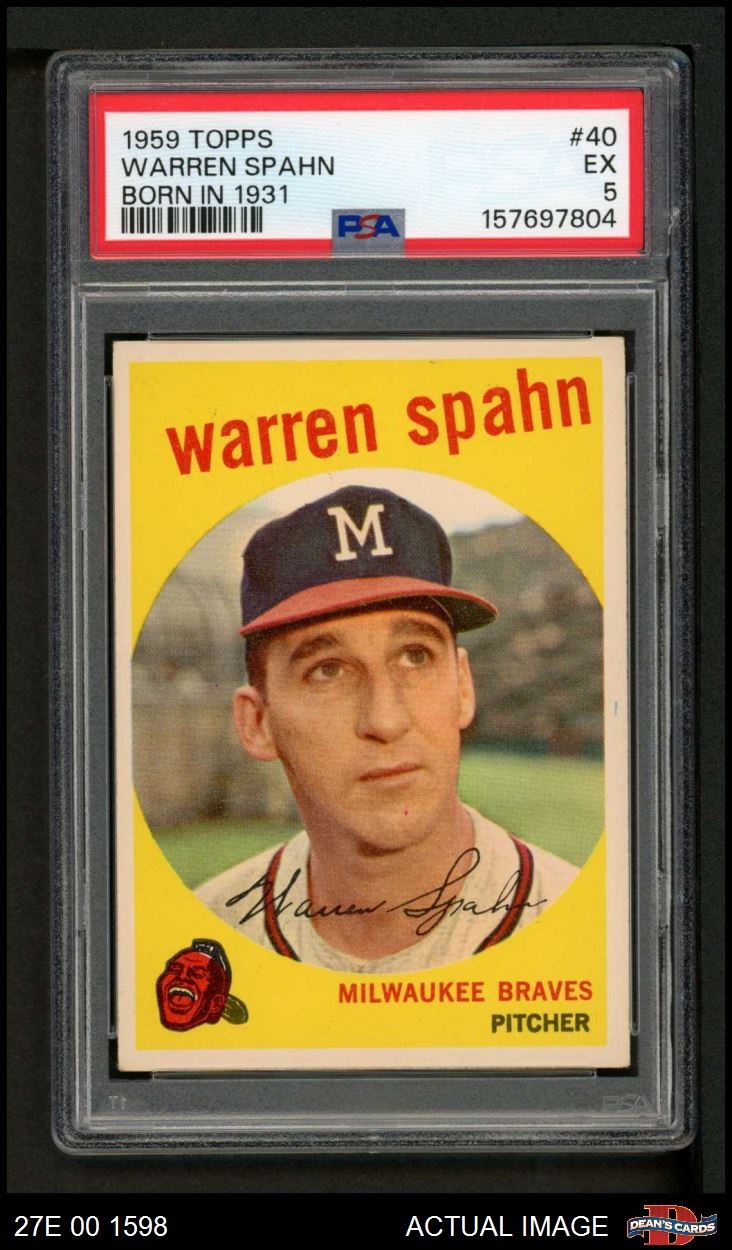 1959 Topps #40 Warren Spahn VSB Braves PSA 5 - EX