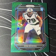 Panini 2022 Prizm Ikem Ekwonu Green Prizm Rookie #366 Carolina Panthers NFL Card. rookie card picture
