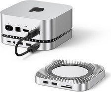 Raycue Mac mini M4 Dock  Stand with 8T NVMe SSD Enclosure, 2 USB A Silver