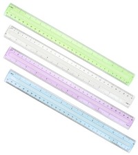 36 Pack Plastic Rulers 12 Inch Transparent Assorted Colors School Classroom