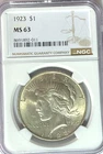 1923 $1 Peace Silver One Dollar US NGC MS63