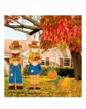 4 Pcs Scarecrow Yard Stake Thanksgiving Pumpkins Porch Sign Fall Yard Decor