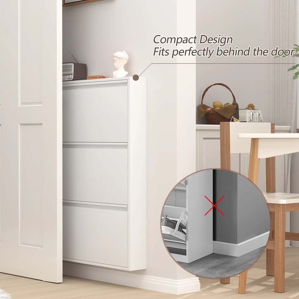 Zapatero con 3 cajones abatibles, zapatero de entrada de metal para entrada Foto 4 de 4