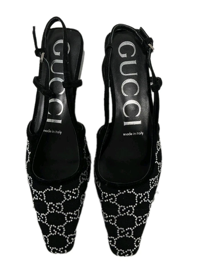 Gucci Sandal, Crystal GG Monogram Demi Mesh Slingback. (CH) - Image 2 of 4