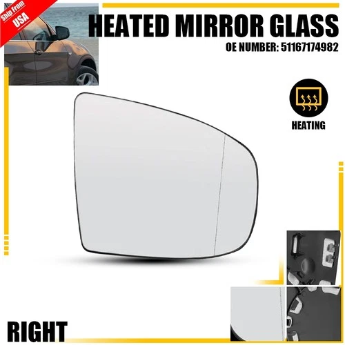 Right Rear View Mirror Side Mirror Glass Heated For BMW X5 E70 X6 E71 E72 08-14