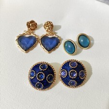 lotx3 blue color earings stud ,silver925 needle