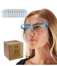 Salon World Safety Pink Face Shields with Glasses Frames (80 Pack) - Anti-Fog