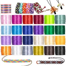 HTVRONT 25 Rolls Nylon String for Bracelets, 1.5mm Satin Silk Nylon Cord Brac...