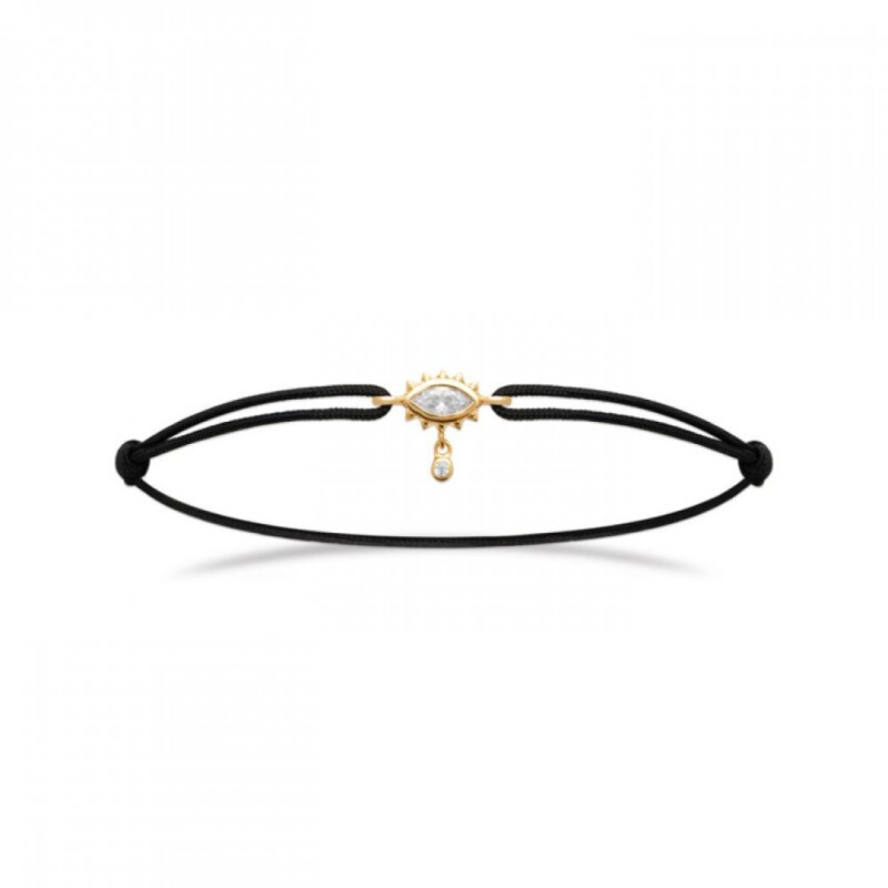 Bracelet oeil en zirco sur cordon noir réglable, le bijou idéal pour votre garde-robe