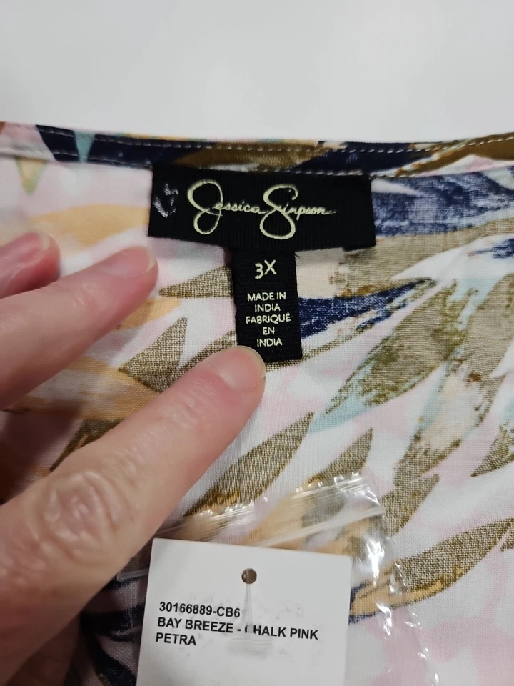 Blusa para mujer Jessica Simpson estampado tropical manga corta talla 3X nueva con etiquetas Foto 4 de 4