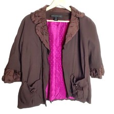 Marc by Marc Jacobs Jacket Womens 0 Cropped Open Brown Lagenlook Dressy Wool 