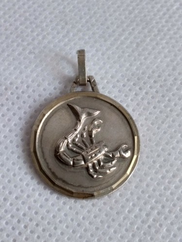 Médaille Ancienne En Argent - Symbole Du Zodiaque Scorpion - Diamètre 20 Mm - Etat D'occasion