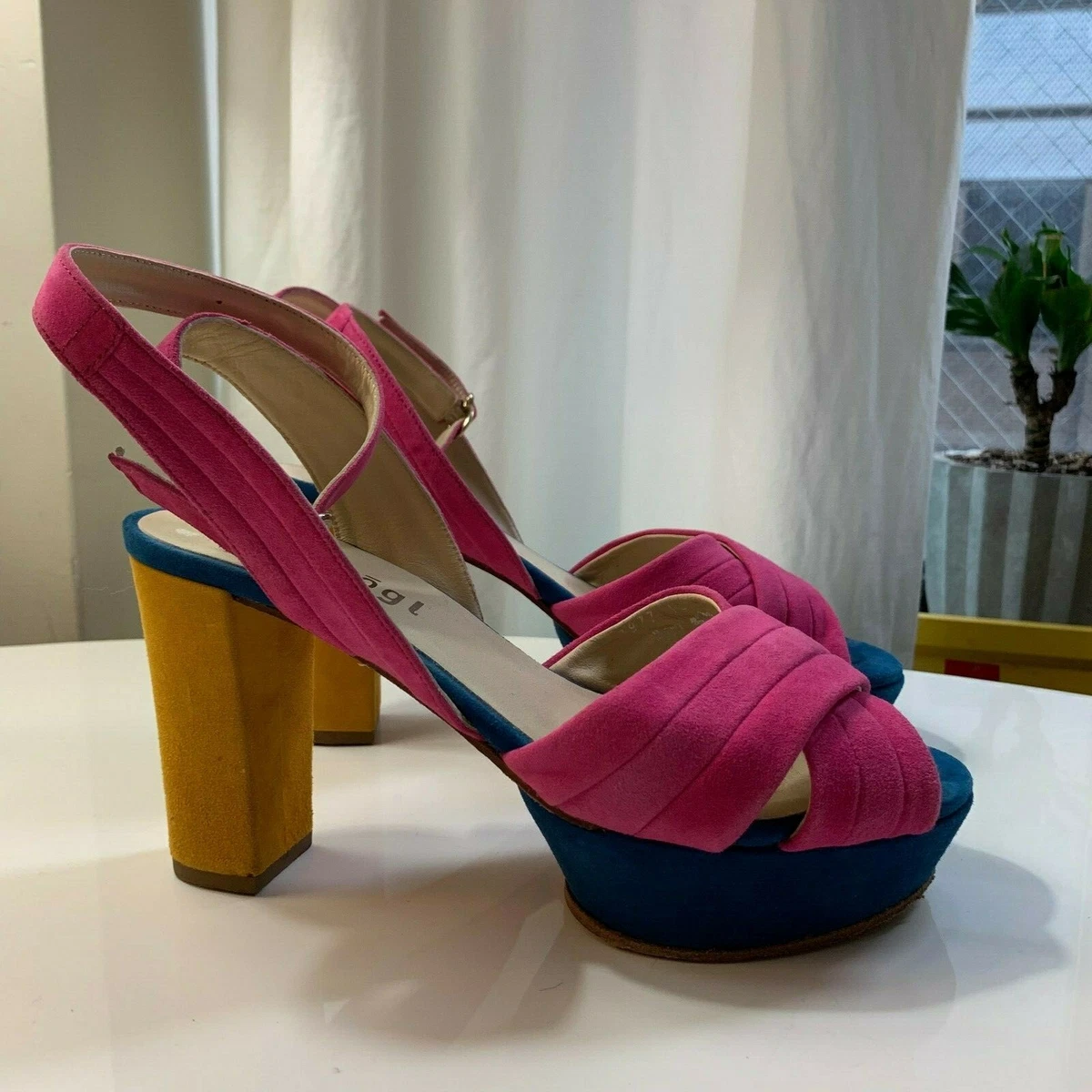 UniLady | Shoes | Multi Colored Block Heels With Straps | Poshmark