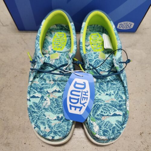 NEW Hey Dude Wally H2O Tropical Men's Sz 10 Casual Shoes, Blue Tropical Eur 43 - Picture 3 of 12