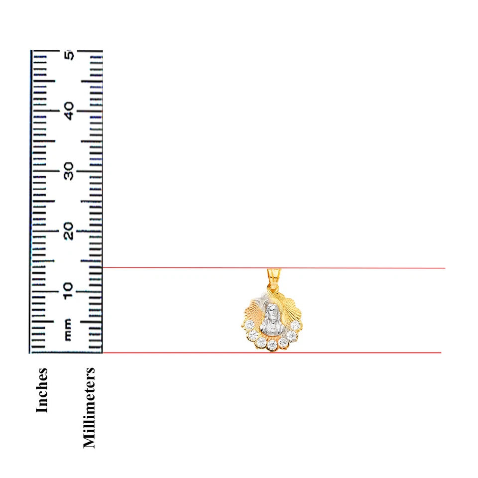 Colgante para cadena de circonitas cúbicas Guadalupe religioso oro tricolor 14K Foto 2 de 4