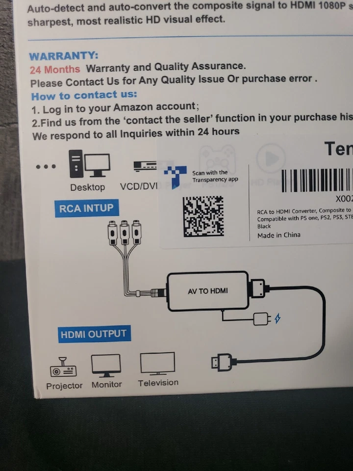 RCA AV to HDMI HD Converter Composite CVBS Audio Video Adapter Wii NES SNES - Image 4 of 4