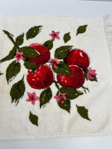 Vintage Sayco Kitchen Towel & Matching Apron Set - MCM Cherry Screen Print USA - Picture 6 of 8