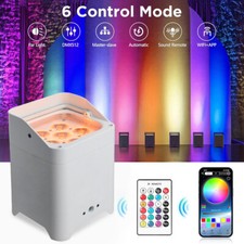 LED Uplight Par Light 6 18W RGBWA UV 6in1 Battery Powered App DMX Remote Control
