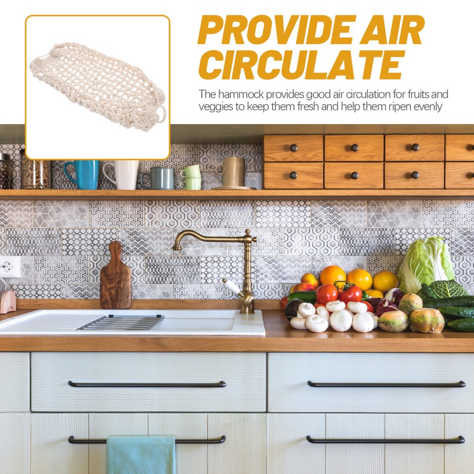 Fruit Hammock Kitchen Hanging Fruit Basket Handwoven Cotton Vegetable