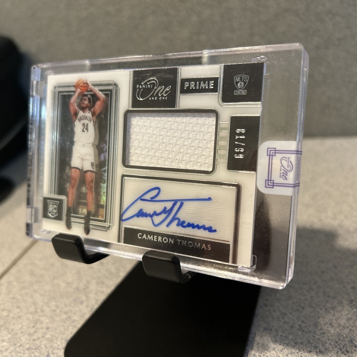 2021-22 Panini One And One Cameron Thomas #/99 Prime Rookie Jersey 