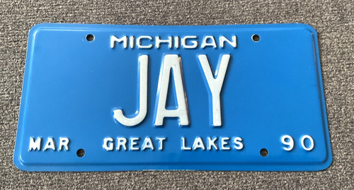 RARA TARGA PERSONALIZZATA "JAY" 1990 MICHIGAN RARA JASON - Foto 1 di 2