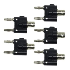 5X BNC Female to Dual 4mm Banana Male Plug Binding Coaxial Adapter Connector New