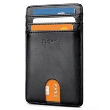 Buffway Mens Slim Wallet, Minimalist Thin  Assorted Material Types , Colors 