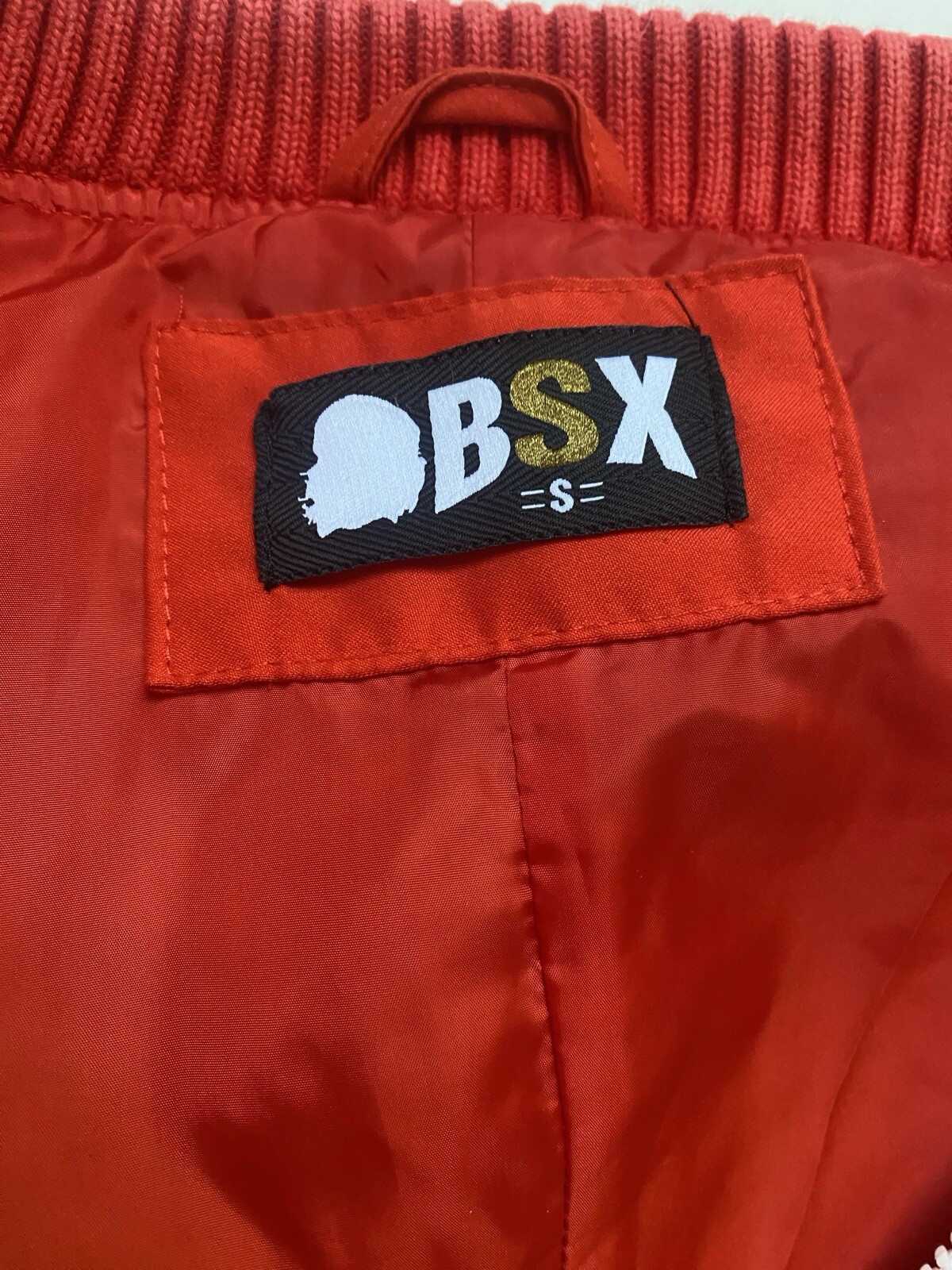 Long Quilt Patch Jacket Size S Down Fill Red BSX … - image 13