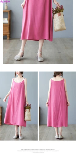 Womens Sundress Cotton Linen Slip Tank Summer Casual Loose Shirt Tunic Dress - Bild 11 von 29