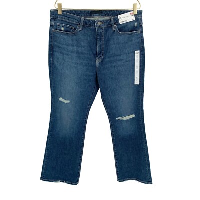 Uniqlo Jeans Womens 32 Blue High Rise Skinny Flare Ankle