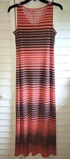 APT 9 CORAL BROWN STRIPE TANK MAXI DRESS SLEEVELESS SIZE SMALL S