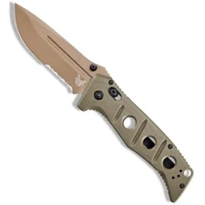 Benchmade Adamas Olive Drab G10 Drop Point Tactical Folding Knife, Combo Blade