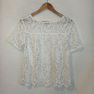Loft Lace Top Womens Small Ivory