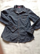 WOMENS BODEN LONG SLEEVE BUTTON DOWN DENIM SHIRT 100  COTTON SIZE 6 - 8