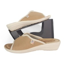 FlyFlot Cloth Slippers Slip-on Slide Sandals Beige Tan Women's 8/39