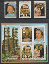 == Îles Cook. Ensemble Timbres + Bloc ★★ Mariage de la Princesse Anne — 1973 ==