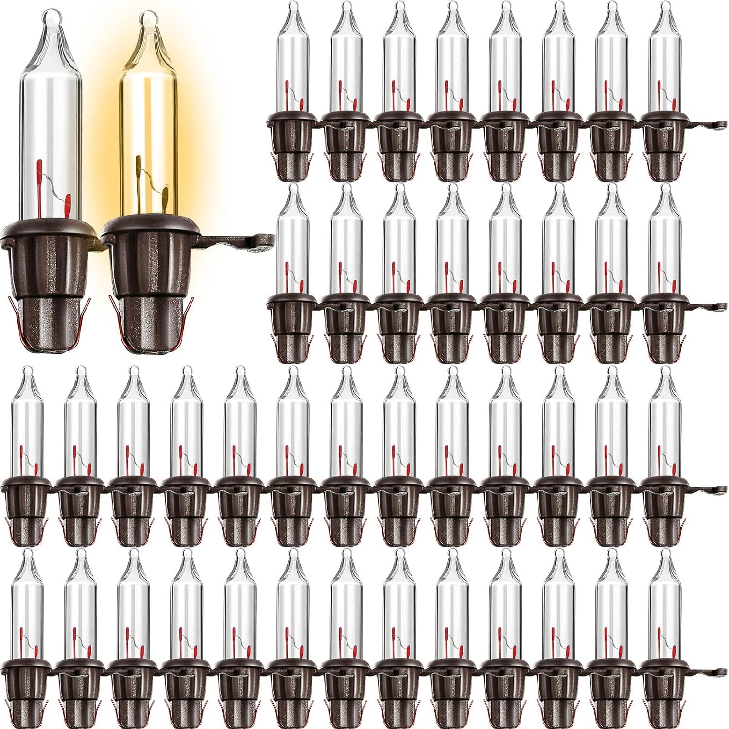 Mudder 60 Count Christmas Replacement Mini Light Bulbs Brown Base Warm White 