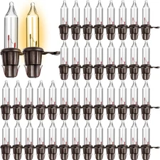 Mudder 60 Count Christmas Replacement Mini Light Bulbs Brown Base Warm White 
