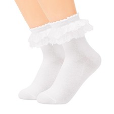 Womens Big Ruffle Ankle Socks, Lace, Frilly, Cute, Soft Cotton, Girls