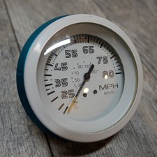 Teleflex Marine Boat 8k Mph Tachometer Gauge White Face W Teal Bezel Teleflex Marine Boat 8k Mph Tachometer Gauge White Face W Teal Bezel